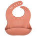 Soft silicone weaning bib in rust by Boo Chew